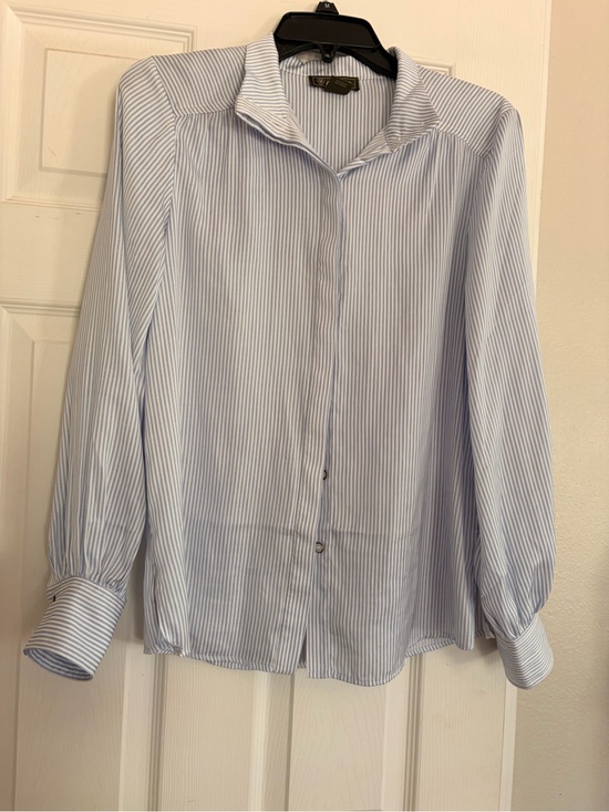 Ariat Tops - Ariat Light Blue and White Pinstripe Long-Sleeve Dress Shirt